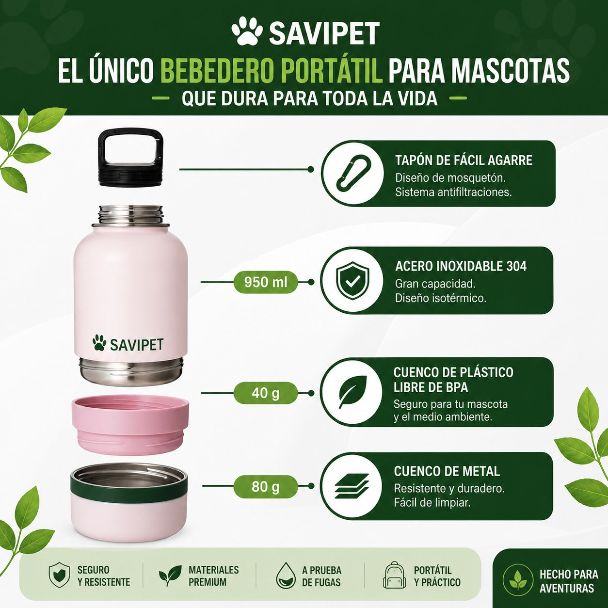 Bebedero Portátil para mascotas