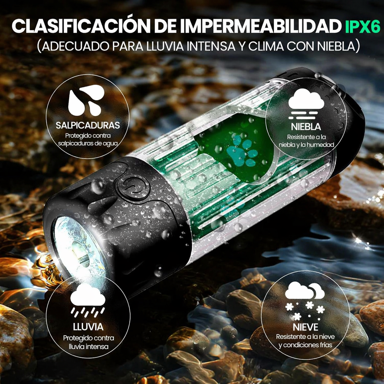 Dispensador de Bolsas con Linterna LED Recargable IPX6