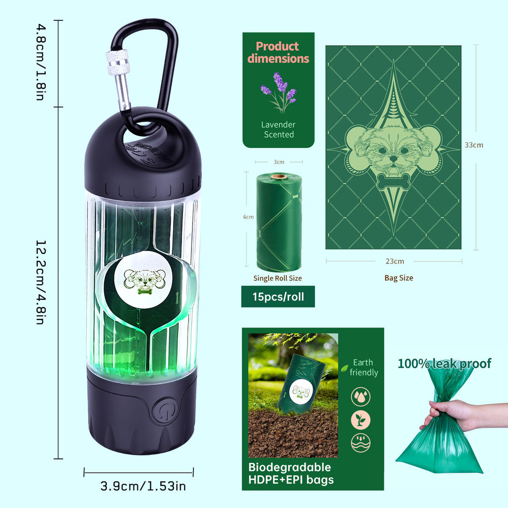 Dispensador de Bolsas con Linterna LED Recargable IPX6