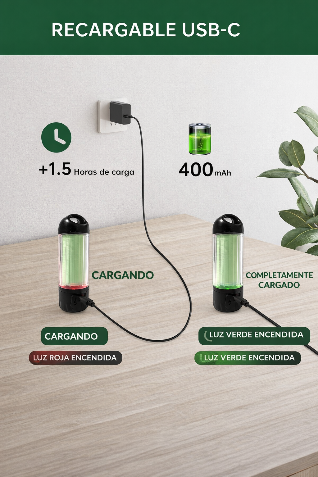 Dispensador de Bolsas con Linterna LED Recargable IPX6