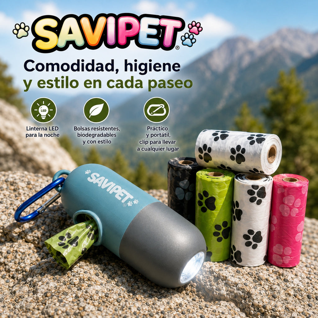 Dispensador de Bolsas de Caca con Linterna LED