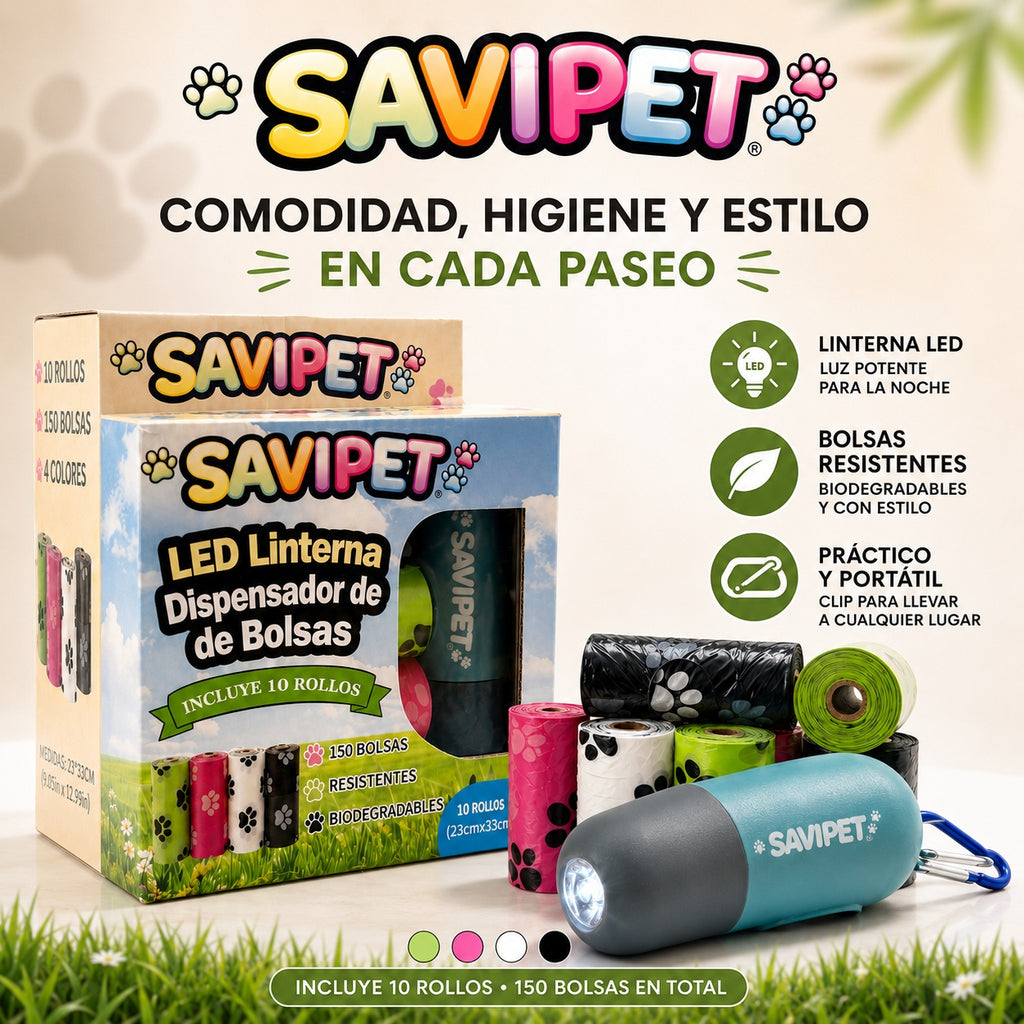 Dispensador de Bolsas de Caca con Linterna LED